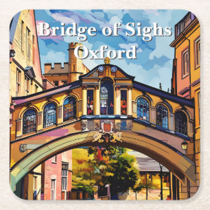 Sighs-brygga i Oxford Gouache Painting Underlägg Papper Kvadrat