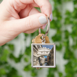 Sighs, Venedig, Italien Fyrkantig Silverfärgad Nyckelring