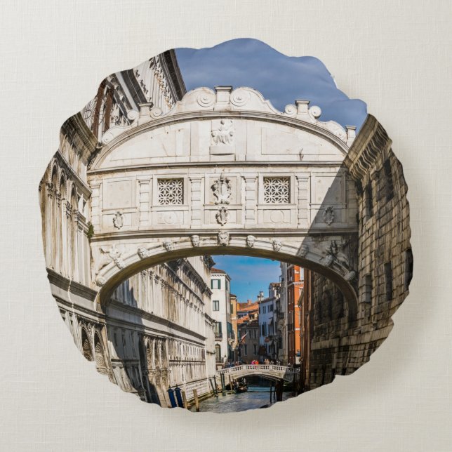Sighs, Venedig, Italien Rund Kudde (Baksidan)