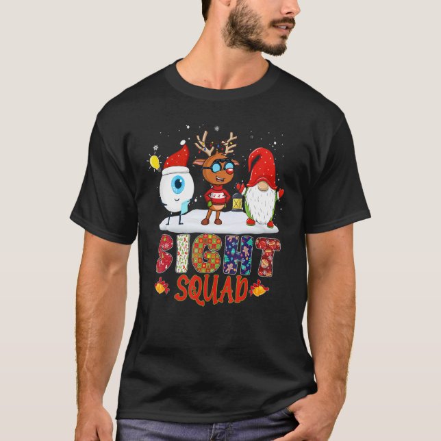 Sight Squad Gnome Reindeer Santa Christmas Optomet T Shirt (Framsida)