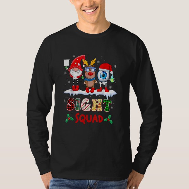 Sight Squad Gnome Reindeer Santa Christmas Optomet T Shirt (Framsida)