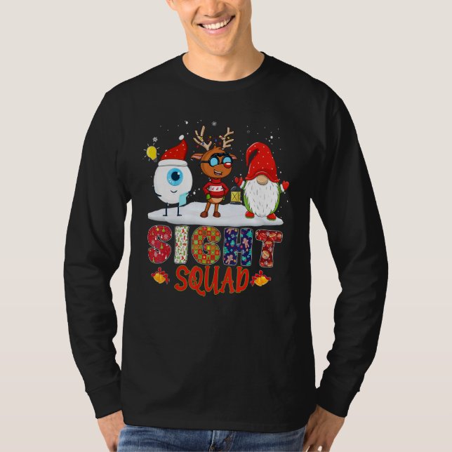 Sight Squad Gnome Reindeer Santa Christmas Optomet T Shirt (Framsida)