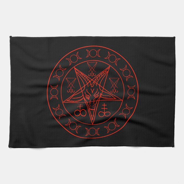 Sigil av Baphomet den trefaldiga månen och sigil Kökshandduk (Horisontell)