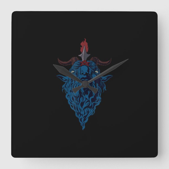 Sigil av baphomet got av Mendes Satan Mörk Goth Fyrkantig Klocka (Framsida)