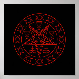 Sigil av baphomet triple måne och sigil av lucifer poster