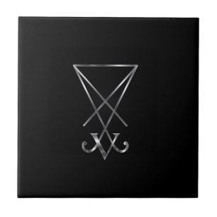 Sigil av det Lucifer- A symbolet av satanism Kakelplatta