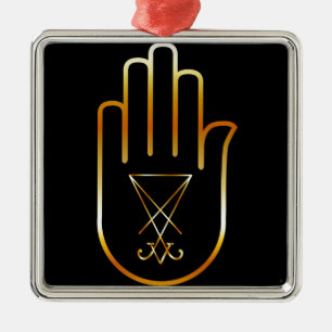 Sigil av Lucifer i en handflatan Julgransprydnad Metall