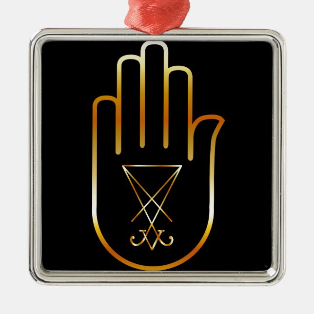 Sigil av Lucifer i en handflatan Julgransprydnad Metall (Framsidan)