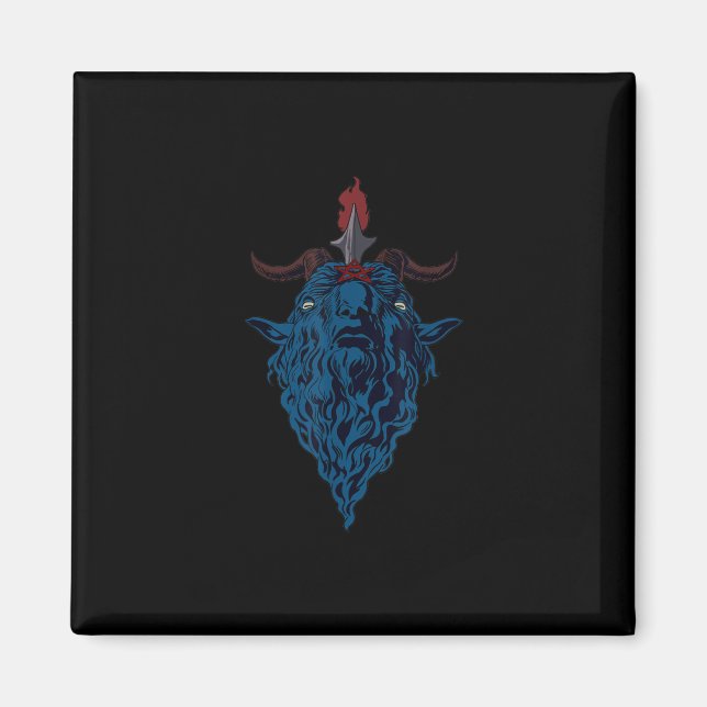 Sigil of Baphomet goat of Mendes Satan Mörk Goth Magnet (Framsidan)