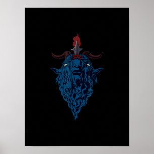 Sigil of Baphomet goat of Mendes Satan Mörk Goth Poster