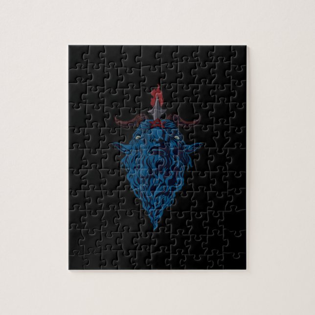 Sigil of Baphomet goat of Mendes Satan Mörk Goth Pussel (Vertikal)