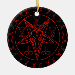 Sigil of Baphomet triple måne och sigil of lucife Julgransprydnad Keramik