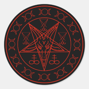 Sigil of Baphomet triple måne och sigil of lucife Runt Klistermärke