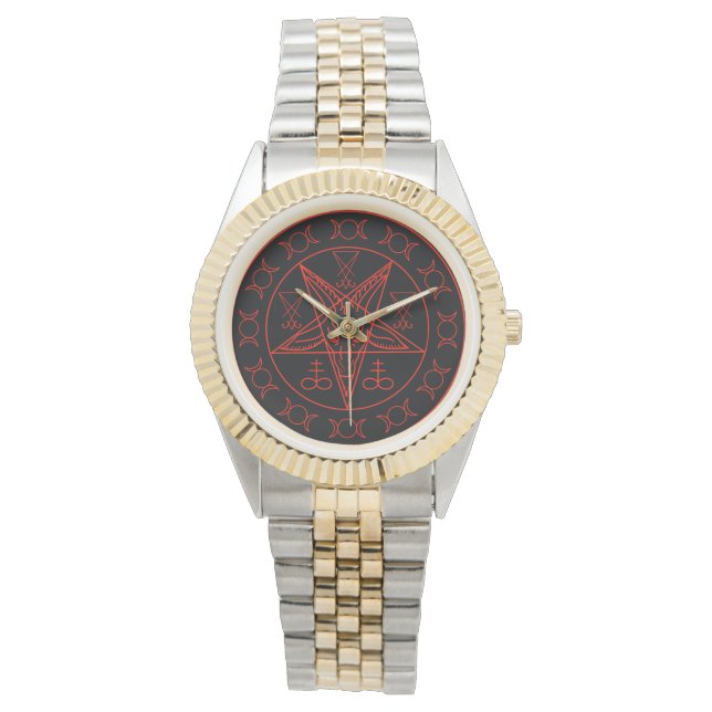 Sigil of Baphomet triple måne och sigil of lucifer Armbandsur (Framsida)