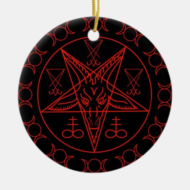 Sigil of Baphomet triple måne och sigil of lucifer Julgransprydnad Keramik (Framsidan)
