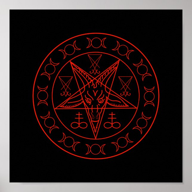 Sigil of Baphomet triple måne och sigil of lucifer Poster (Framsidan)