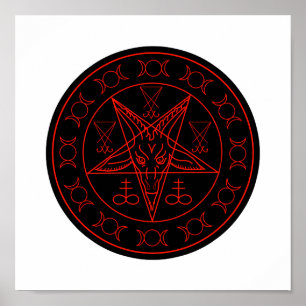 Sigil of Baphomet triple måne och sigil of lucifer Poster