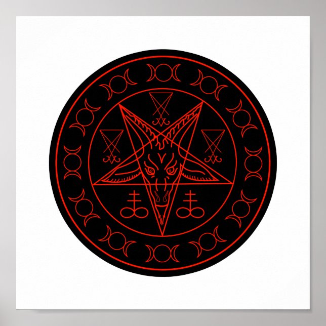 Sigil of Baphomet triple måne och sigil of lucifer Poster (Framsidan)
