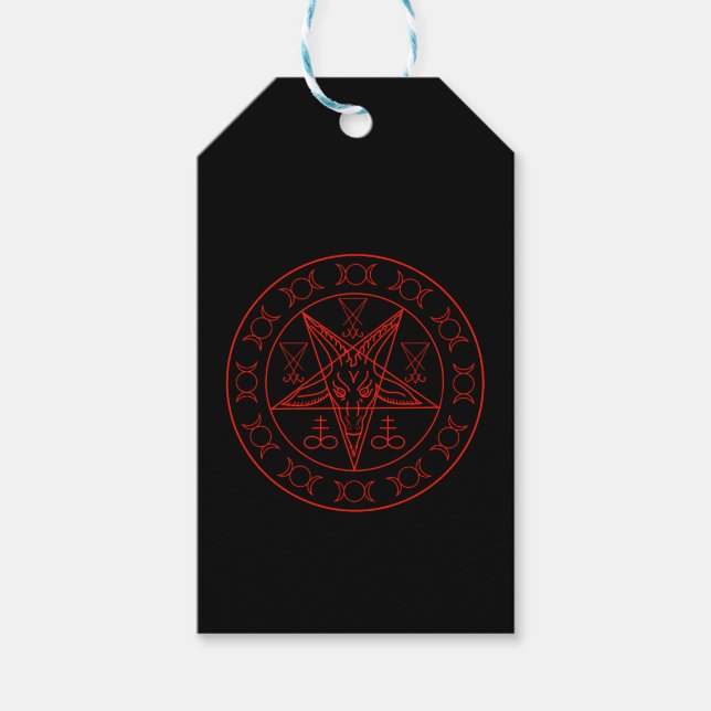 Sigil of Baphomet triple måne och sigil of lucifer Presentetikett (Framsidan)