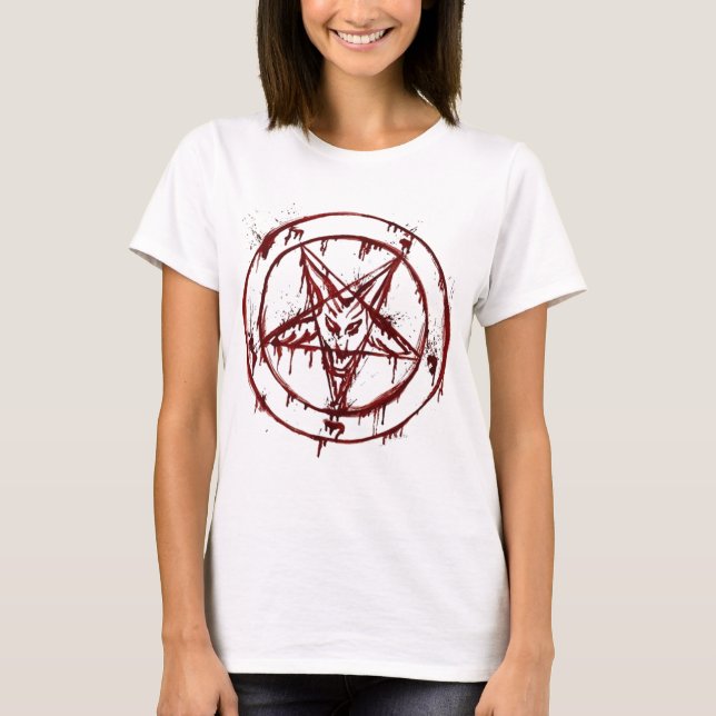 Sigil of Baphomet with Goat Head T Shirt (Framsida)
