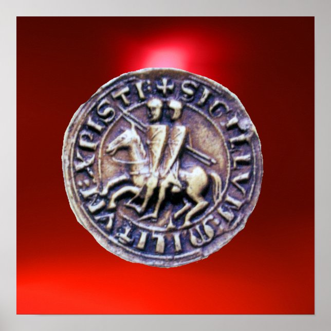SIGILL AV TEMPLARORDEN röd ädelsten Poster (Framsidan)