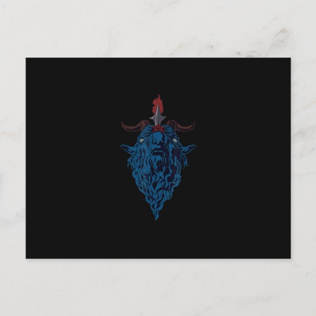Sigill för Baphomet Geten i Mendes Satan Mörk Goth Inbjudan Vykort (Framsida)