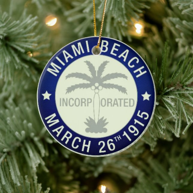 Sigill för Miami Beach, Florida Julgransprydnad Keramik (Träd)
