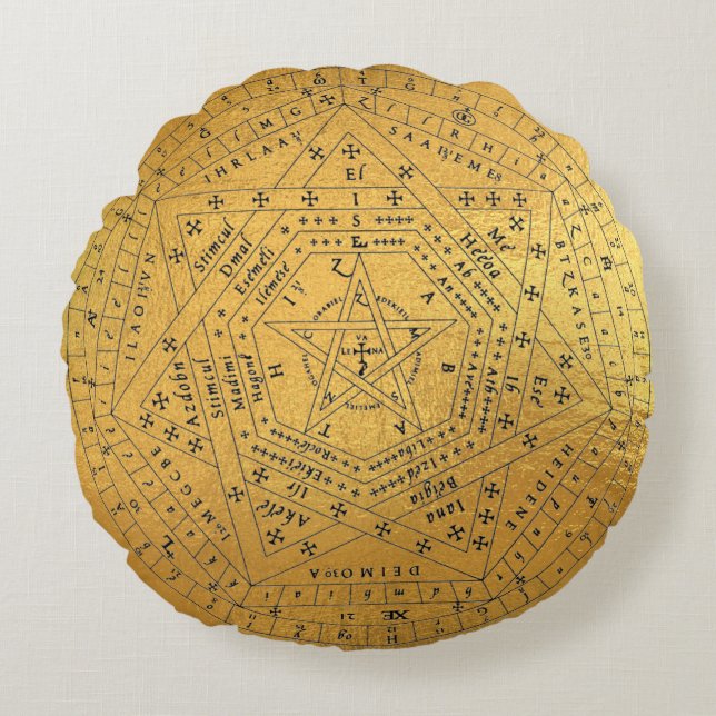 Sigillum Dei Seal of God Angelic John Dee Diagram Rund Kudde (Framsidan)