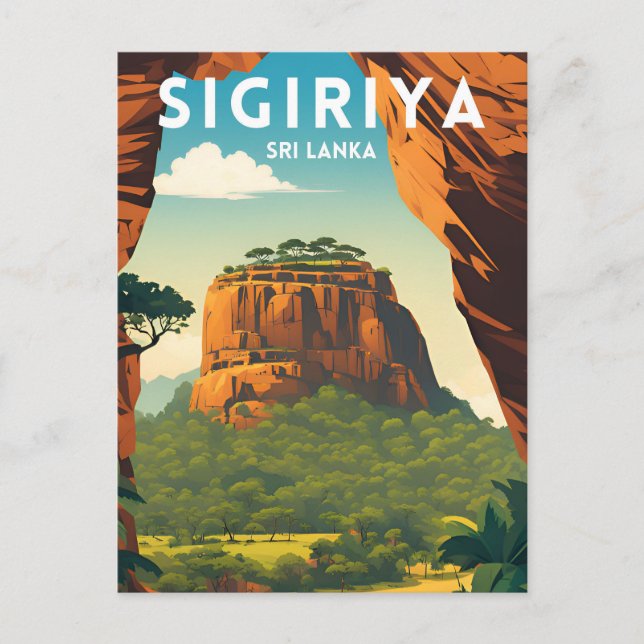 Sigiriya Traditional Travel Poster Vykort (Framsida)