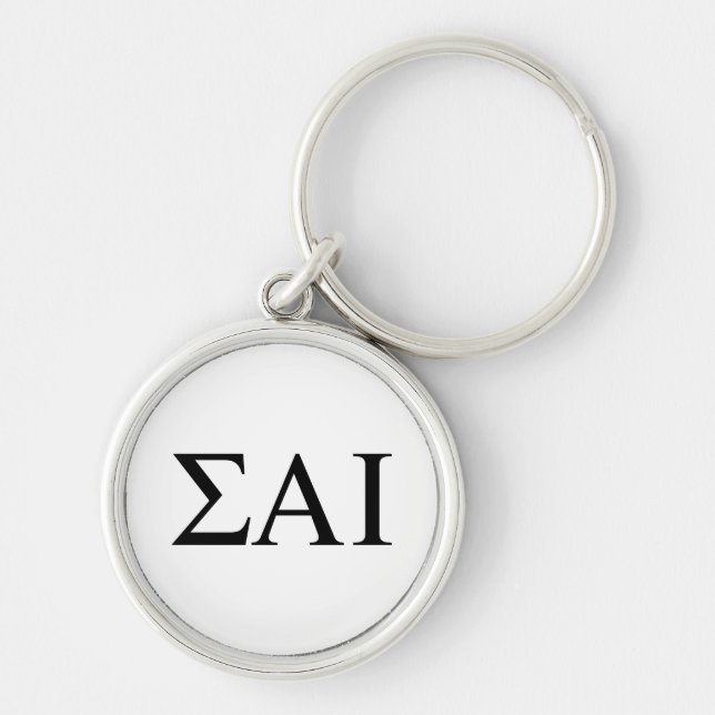 Sigma Alpha Iota grekiska bokstäver Rund Silverfärgad Nyckelring (Framsidan)
