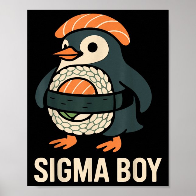 Sigma Boy Italiano Brainrot Funny Meme Penguin Poster (Framsidan)