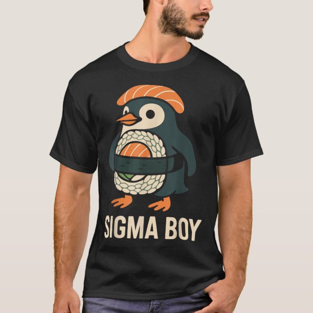 Sigma Boy Italiano Brainrot Funny Meme Penguin T Shirt (Framsida)