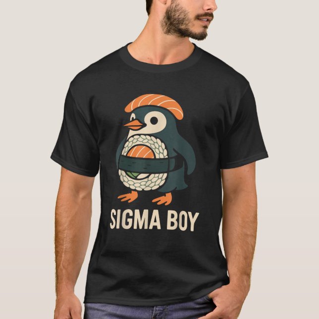 Sigma Boy Italiano Brainrot Funny Meme Penguin T Shirt (Framsida)