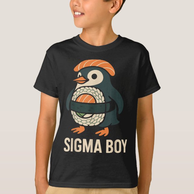 Sigma Boy Italiano Brainrot Funny Meme Penguin T Shirt (Framsida)