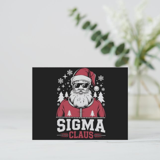 Sigma Claus Cool Tomte Jul Rizz Rizzler Meme Helg Vykort (Stående Fram)
