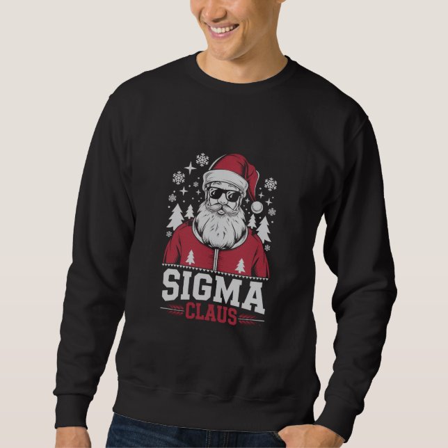 Sigma Claus Cool Tomte Jul Rizz Rizzler Meme Lång Ärmad Tröja (Framsida)