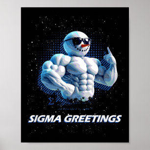 Sigma Hälsningar Bruh Snömannen Rizz God Jul Poster