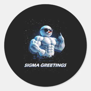 Sigma Hälsningar Bruh Snömannen Rizz God Jul Runt Klistermärke