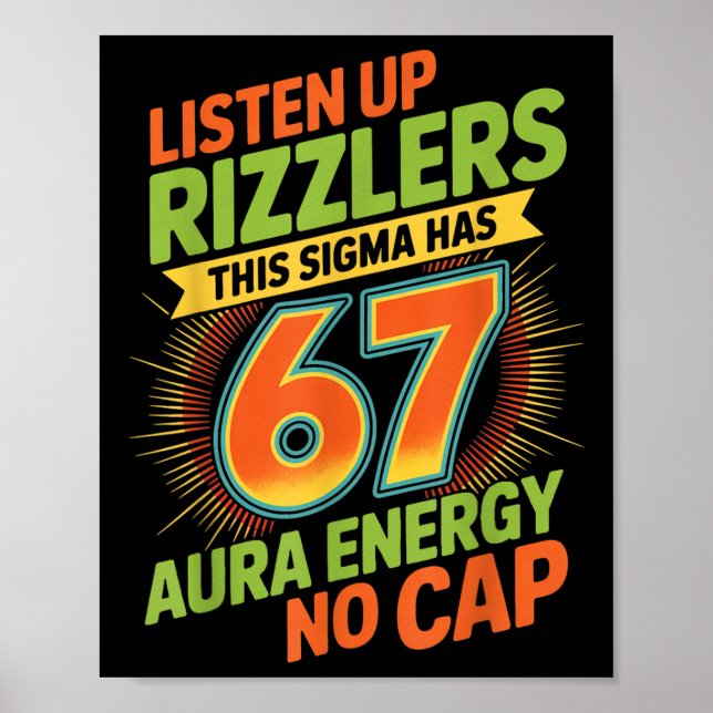 Sigma Has 67 Aura Number 67th Aura Farming Ice Cre Poster (Framsidan)