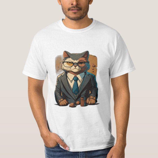 Sigma Lawyer Cat White T-Shirt (Framsida)