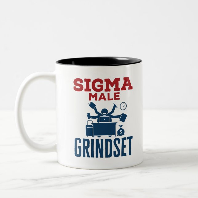 Sigma Male Grindset Hustle Coworking Culture Två-Tonad Mugg (Vänster)