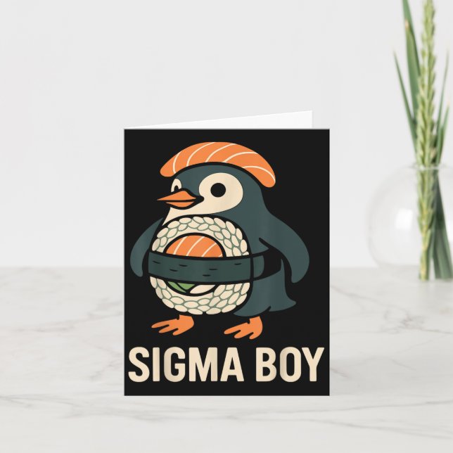 Sigma Pojke Italiensk Brainrot Roligt Meme Pingvin Kort (Framsida)