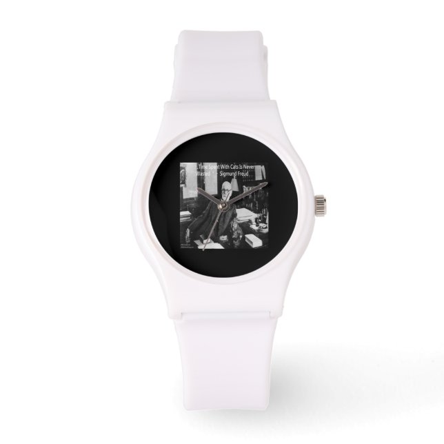 Sigmund Freud & Cat Quote Dam Silikonklocka Armbandsur (Framsida)