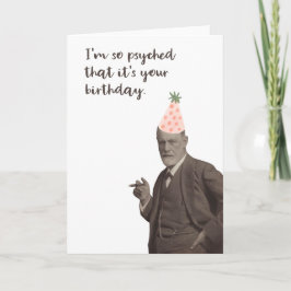 Sigmund Freud Funny Psyched Birthday Kort