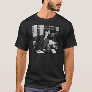 Sigmund Freud i sin Office & Funny Cat Quote T-shirt