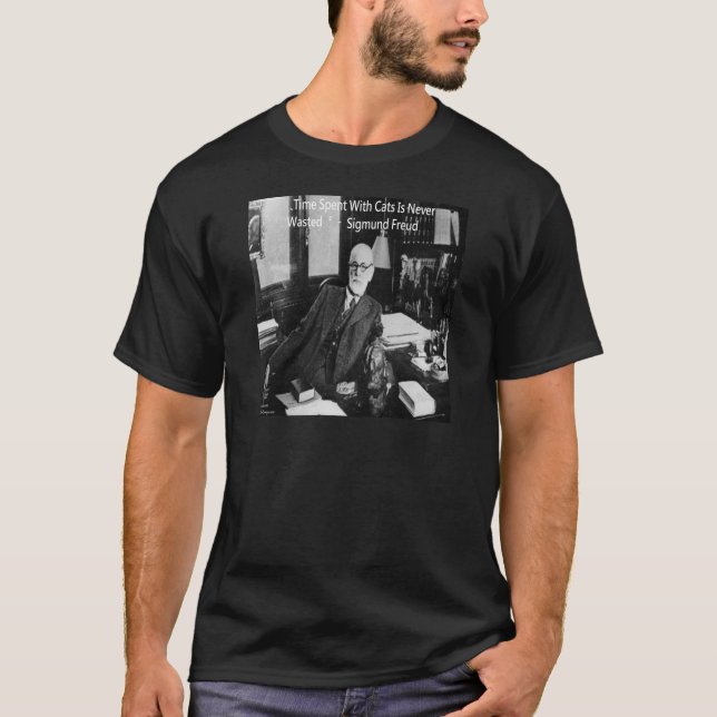 Sigmund Freud i sin Office & Funny Cat Quote T-shirt (Framsida)