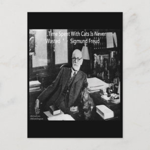Sigmund Freud i sin Office & Funny Cat Quote Vykort