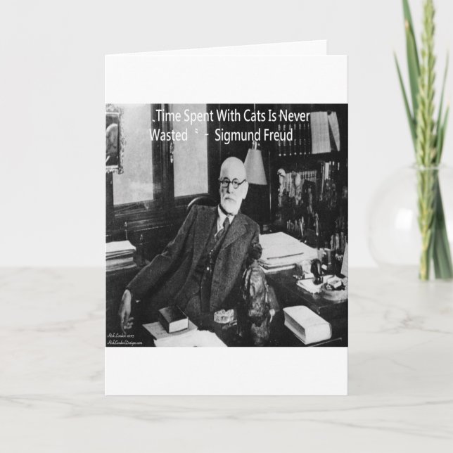 Sigmund Freud i sitt kontor och sin ynka kattoffer Kort (Framsida)