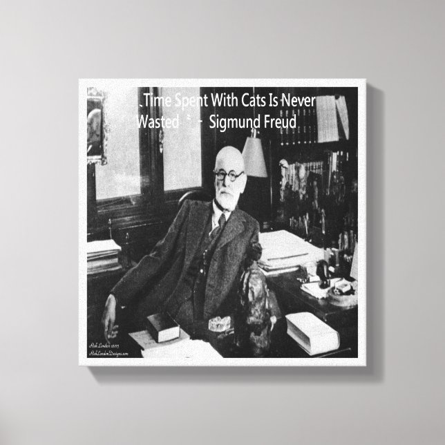 Sigmund Freud och hans fina Berömd Kat-utskrift Canvastryck (Framsida)