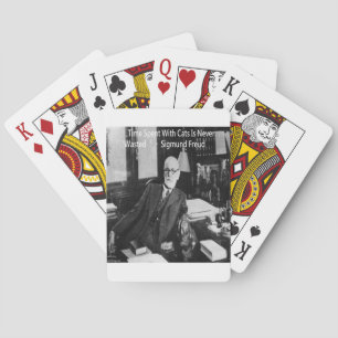 Sigmund Freud på hans kontor & Roligt kattcitat Kortlek